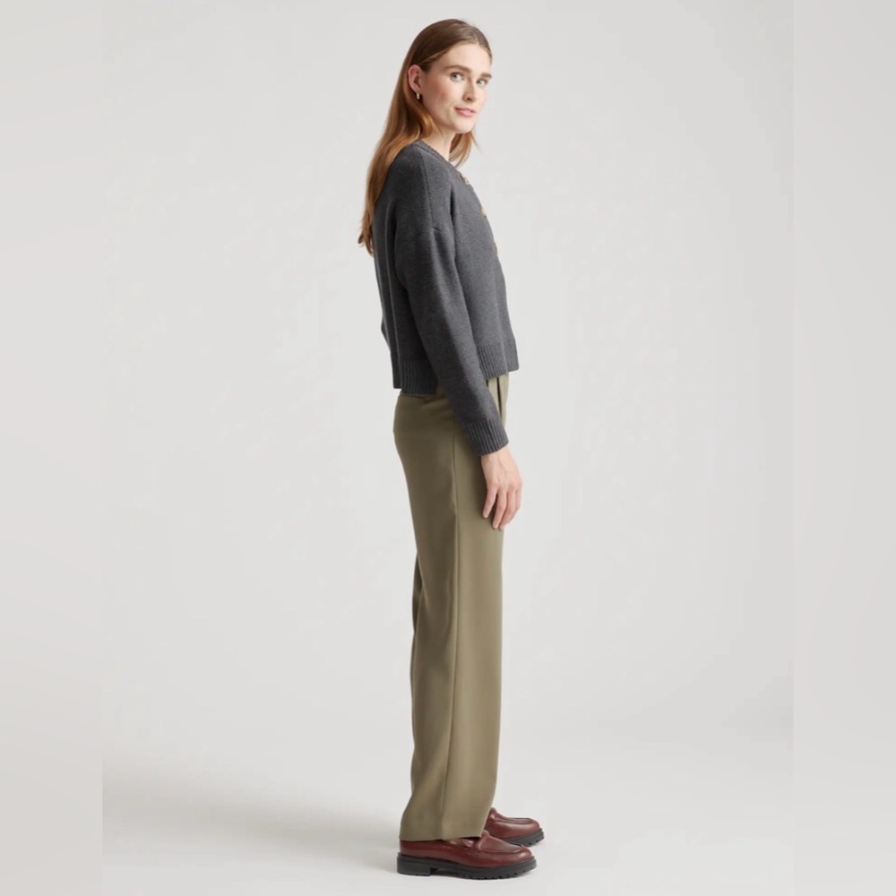 QUINCE || 100% Organic Cotton Charcoal Cropped Cardigan. Sz. S - Picture 3 of 15